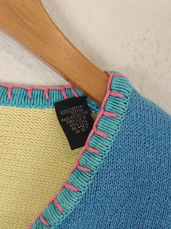 VTG Christina Rotelli Patchwork Bird Cardigan Embroidered Cottagecore M/L - Picture 7 of 13